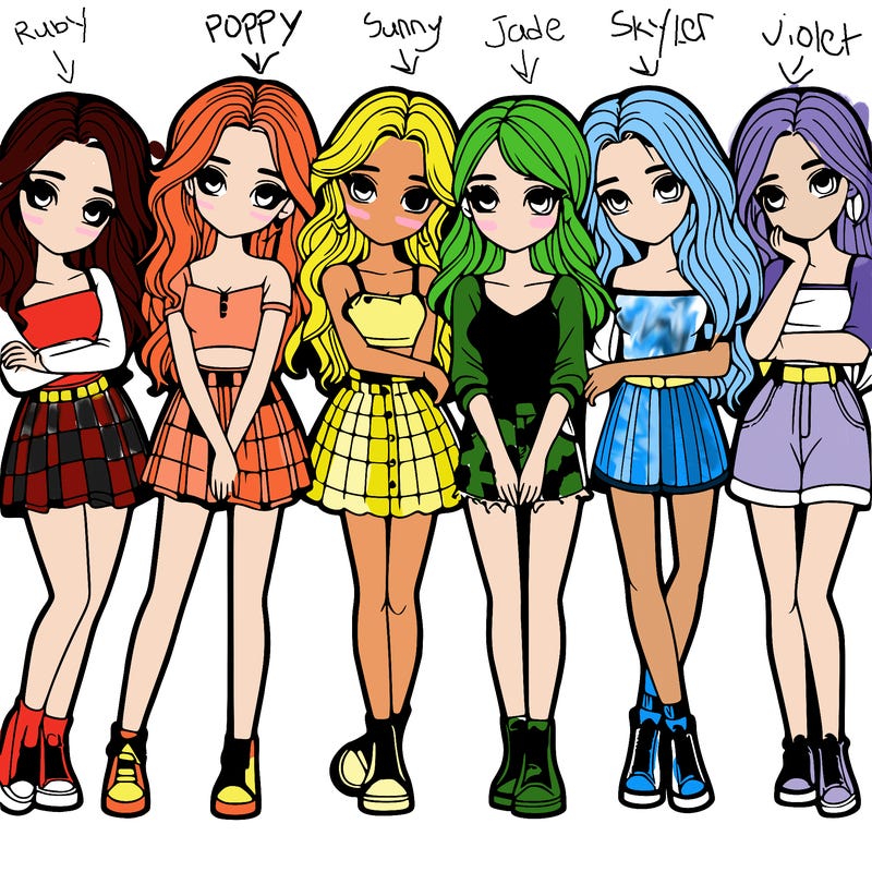 a group of girls realistic