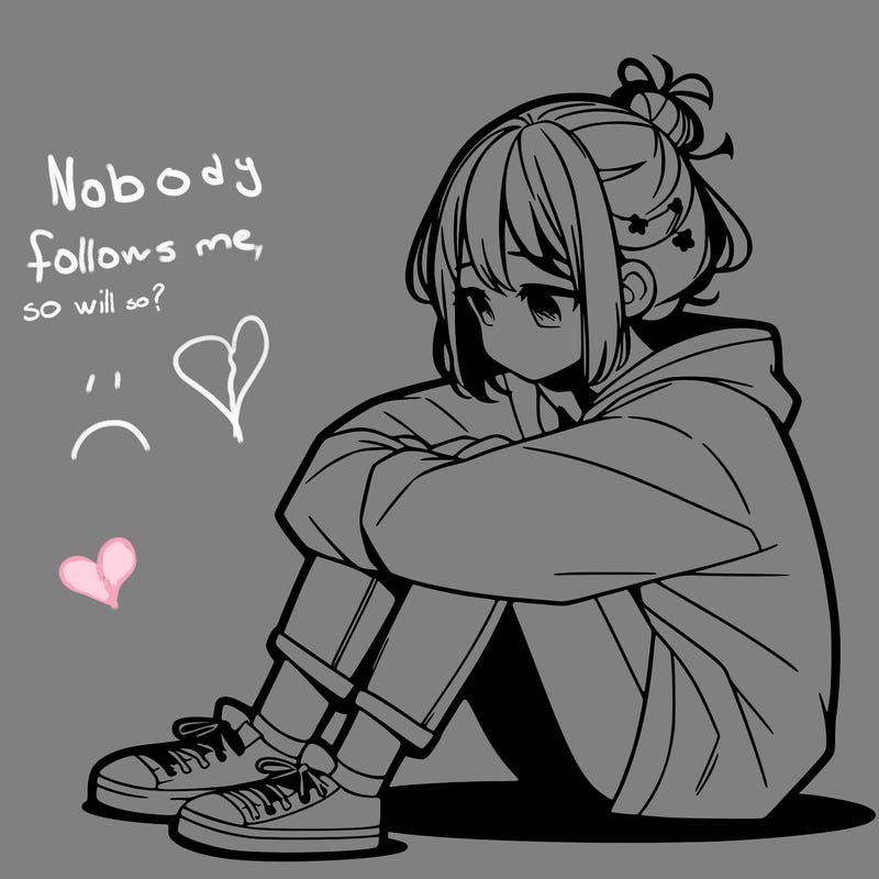 sad anime girl sitting alone