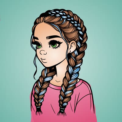 realistic girl with braids
