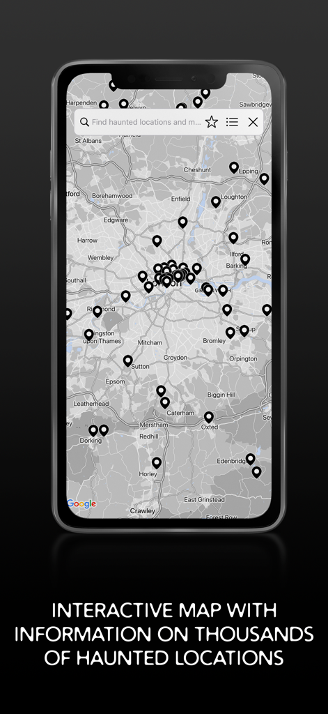 GhostTube EVP - GhostTube EVP interactive map showing haunted locations
