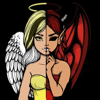 realistic angel half demon