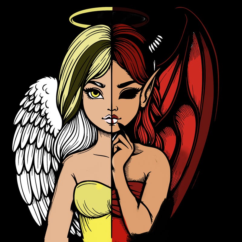 realistic angel half demon