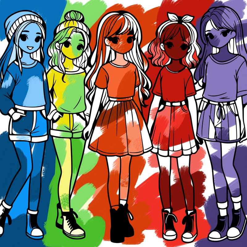 a group of five girls