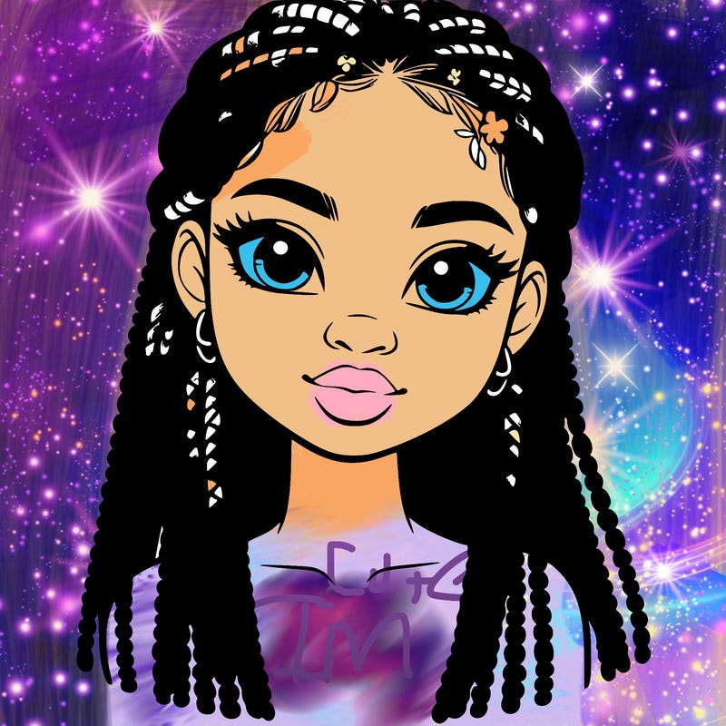 a realistic black girl with braids