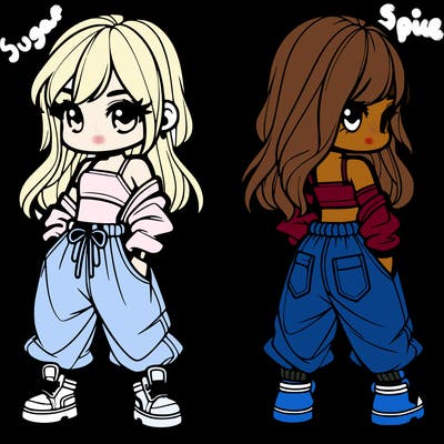 girl in crop top and baggy pants