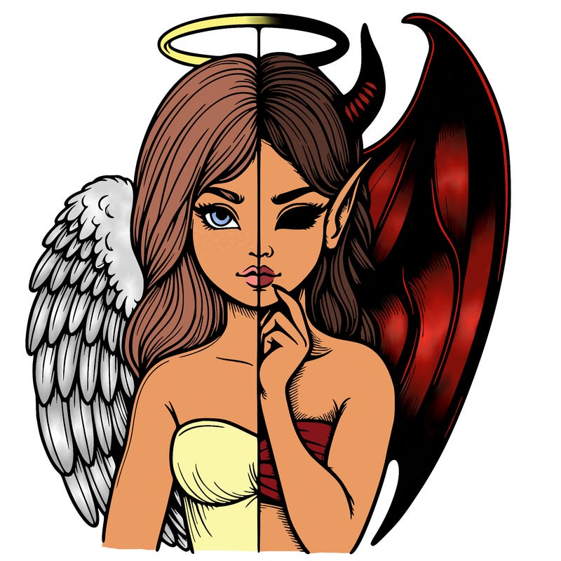 realistic angel half demon