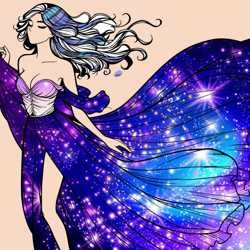 realistic woman in dress flowing the the wind