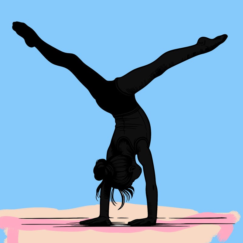 realistic gymnastic hand stand girl in four splits