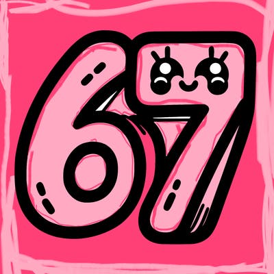 the numbers 67