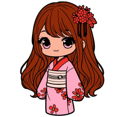 detailed pretty girl in a kimono