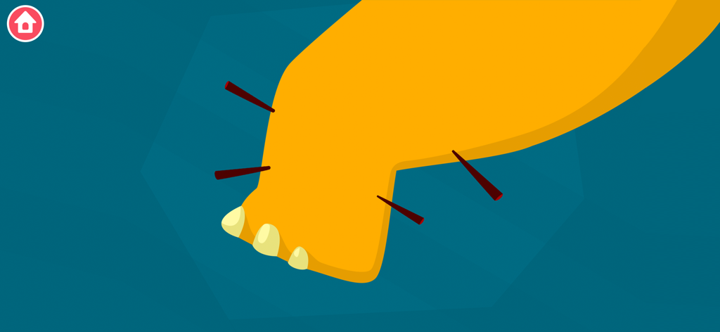 Un piede di dinosauro giallo con spuntoni dal gioco scientifico Earth School per bambini.