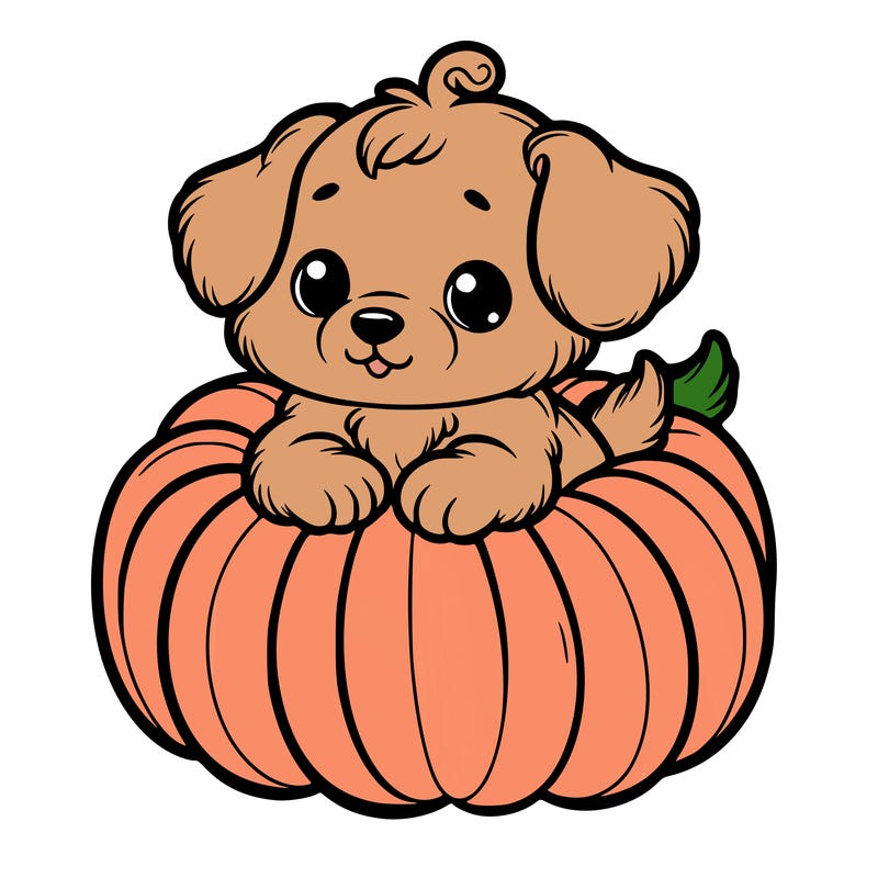 cute little puppy in a pumpkin