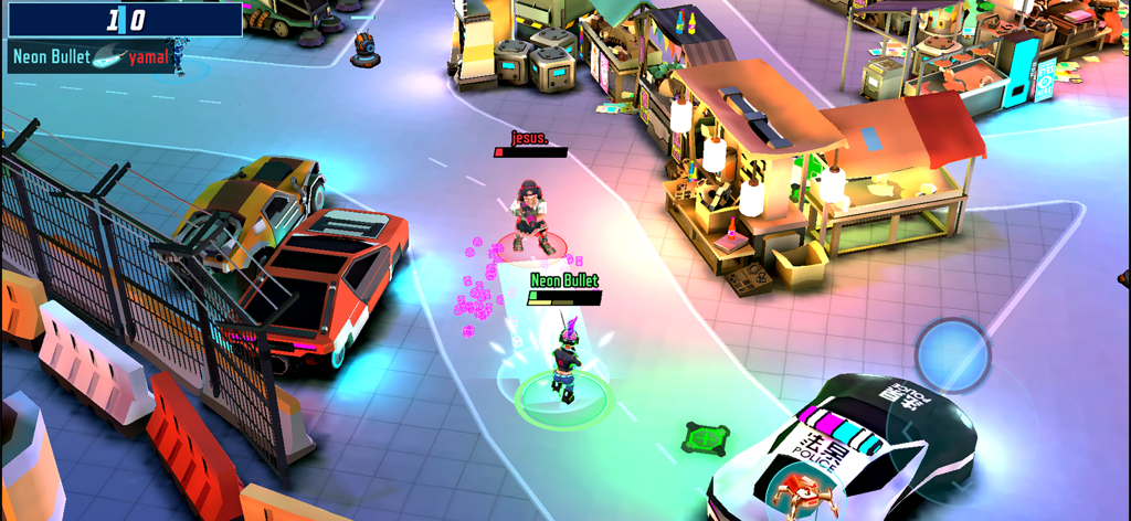 Gridpunk - PvP Battle Arena - Top-down PvP shooter gameplay in a cyberpunk city arena