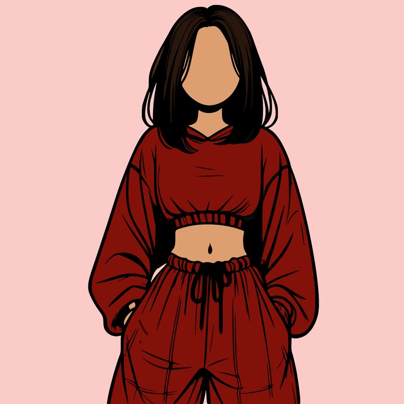 realistic girl faceless with baggy pants and a crop top