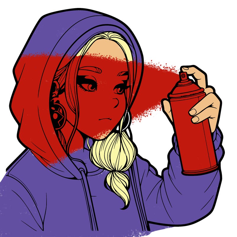 a realistic girl, spray painting