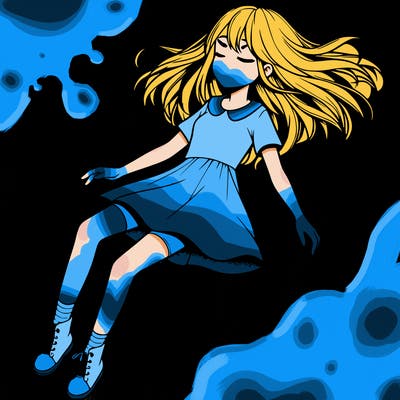 realistic girl floating