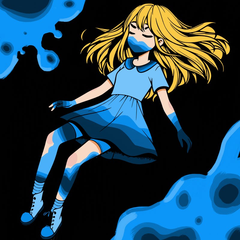 realistic girl floating