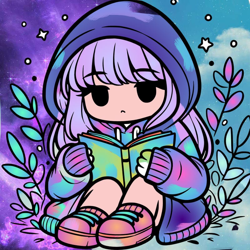 girl in oversized hoodie reading a book