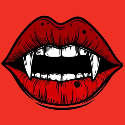 lips with vampire teeth