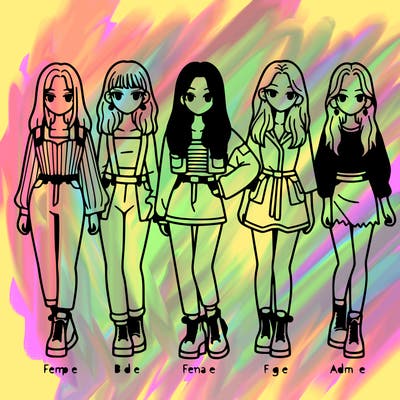 female k-pop group 6 female members realistic