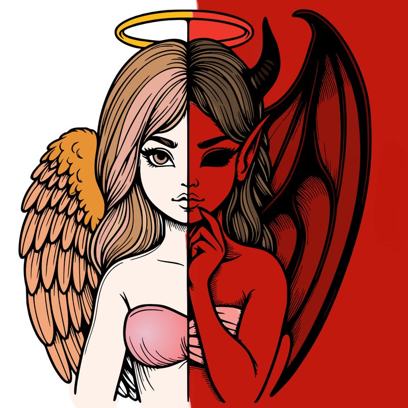 realistic angel half demon