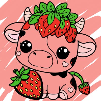 cute strawberry cow