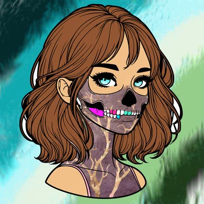 realistic girl with skull