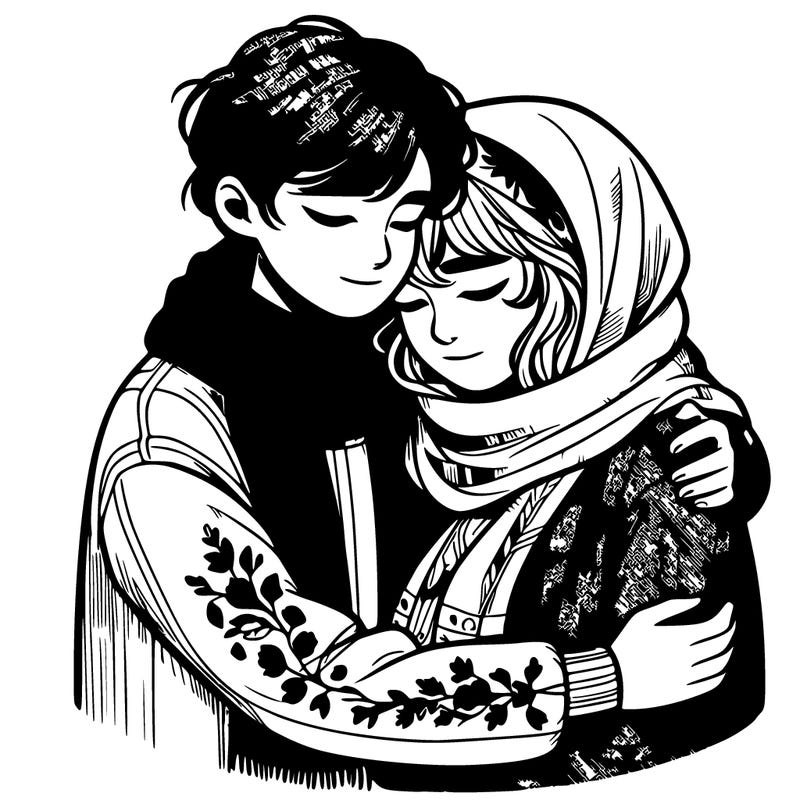 realistic girls hugging