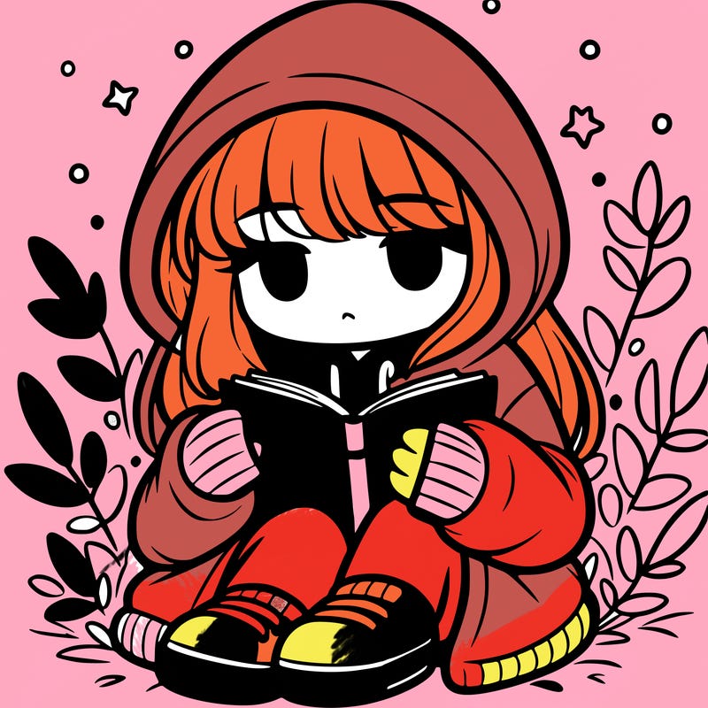 girl in oversized hoodie reading a book