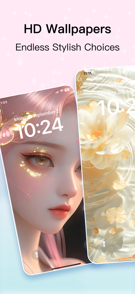PixPaper-Wallpapers & Widgets - 예술적인 소녀 초상화와 흰색 연꽃을 포함한 아이폰용 HD 미적 배경화면 쇼케이스