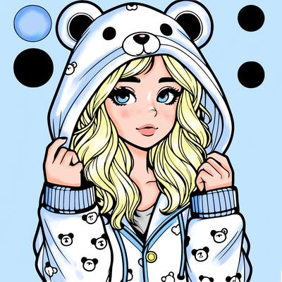 realistic girl in a animal pjs hoodie