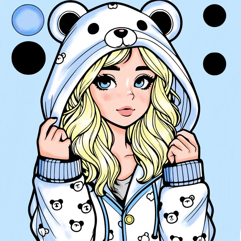 realistic girl in a animal pjs hoodie