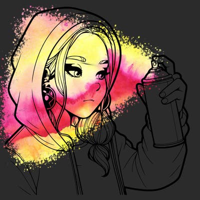 a realistic girl, spray painting