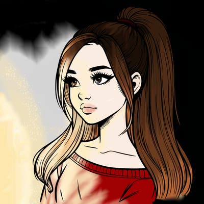 realistic girl with a high ponytail