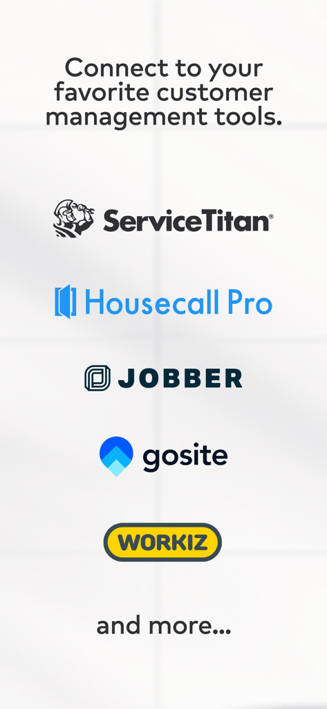 List of customer management tools compatible with Thumbtack including ServiceTitan Housecall Pro Jobber and Gosite