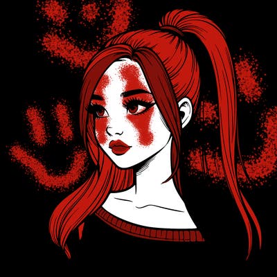 realistic girl with a high ponytail