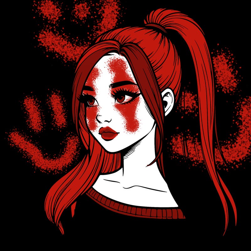 realistic girl with a high ponytail