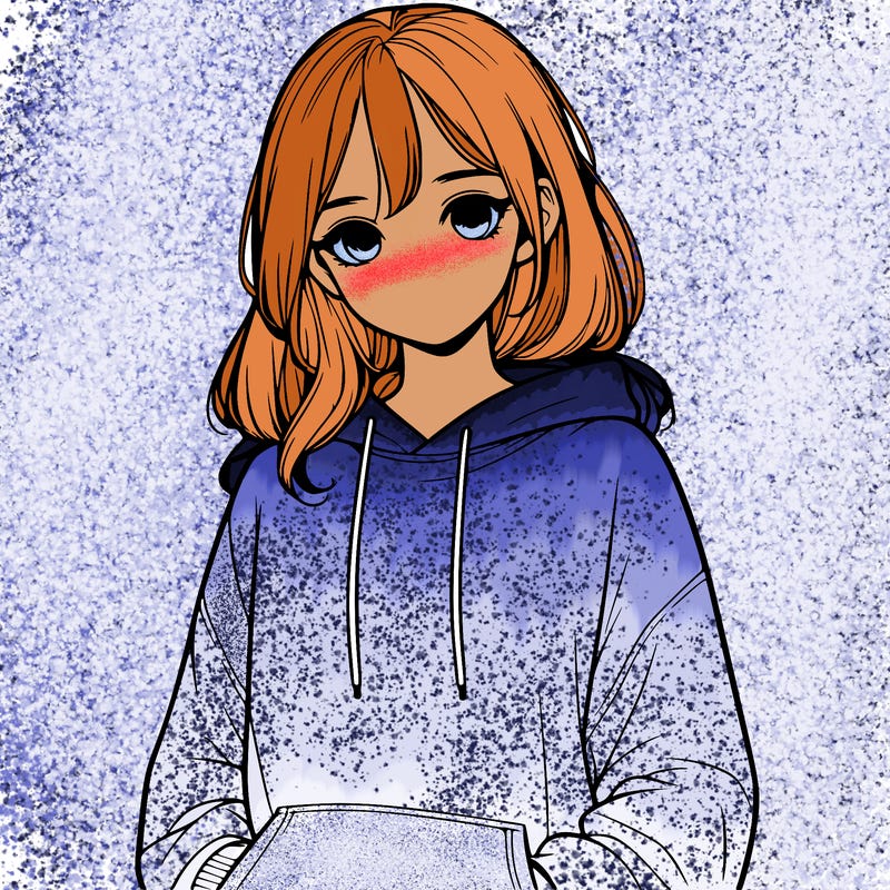 realistic girl with sweat shirt on
