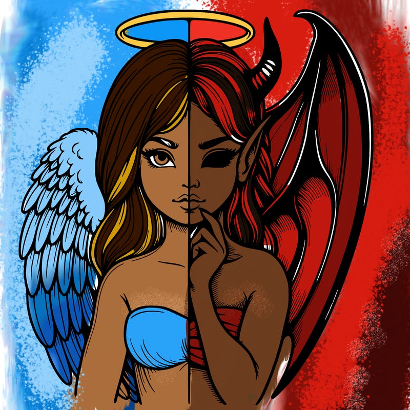 realistic angel half demon