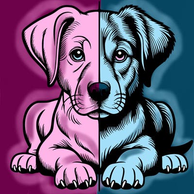 realistic dog split picture