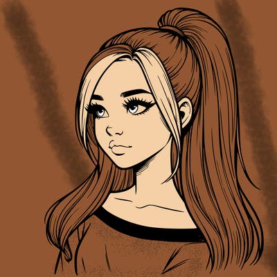 realistic girl with a high ponytail