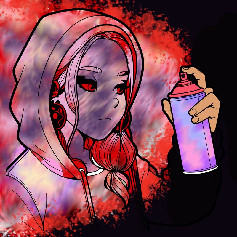 a realistic girl, spray painting