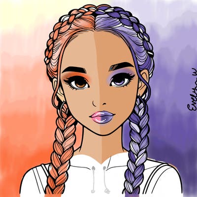 realistic girl with braids