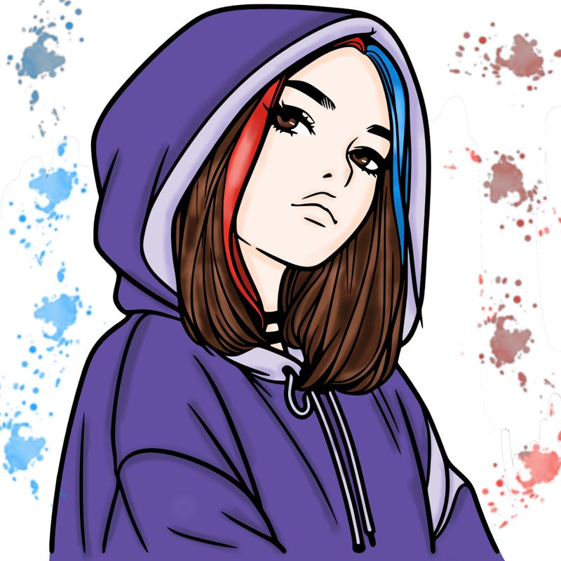a realistic girl in a hoodie