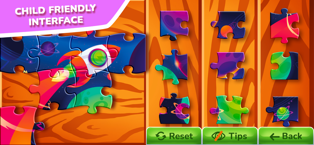 QUOKKA: Toddlers' Puzzle Games - Jeu de puzzle de fusée spatiale pour tout-petits avec une interface conviviale