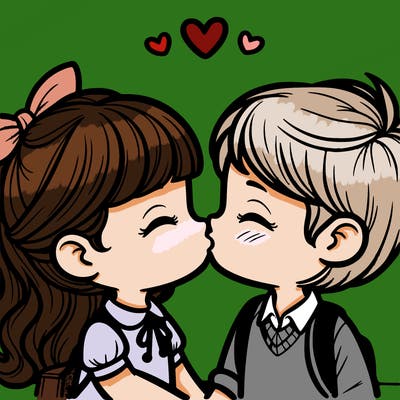 boy and girl kissing