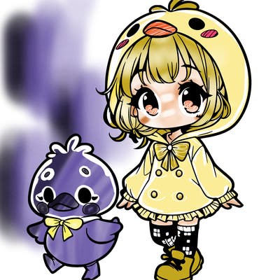 girl with baby duck outfit cute manga