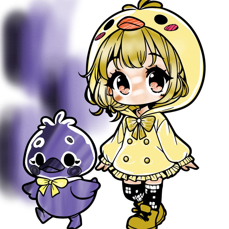 girl with baby duck outfit cute manga