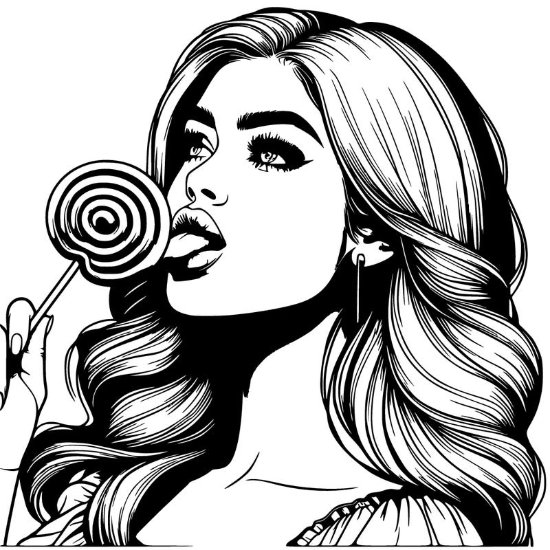 realistic pretty girl with lollipop