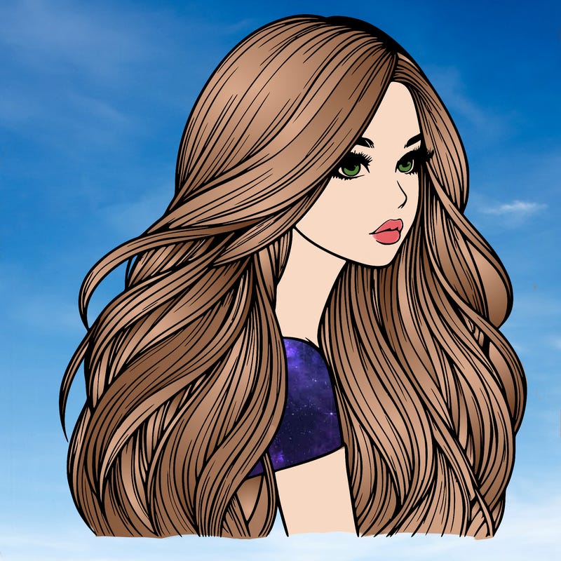 realistic girl with long realistic hair